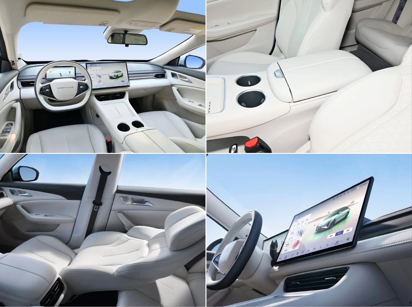 Interior del FORTHING S7 REEV, cockpit con tablero crema