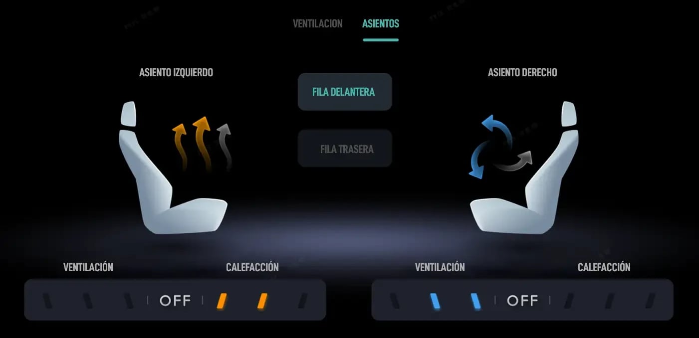 Control de ventilación y calefacción de asientos